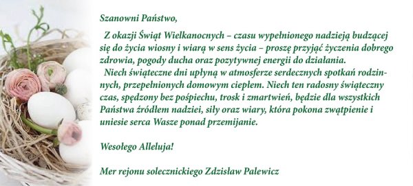 Mer Zdzisław Palewicz składa życzenia wielkanocne