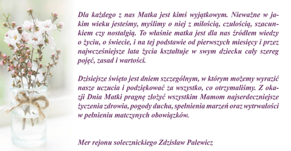 Mer Zdzisław Palewicz składa życzenia Matkom