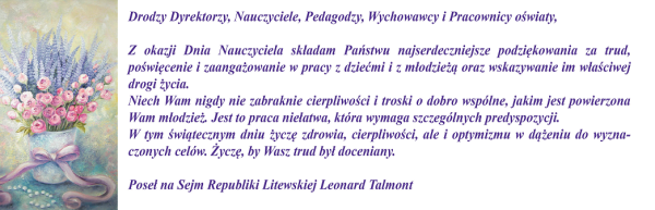 Życzenia Posła na Sejm z okazji Dnia Nauczyciela