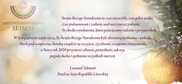 Życzenia Posła na Sejm RL Leonarda Talmonta